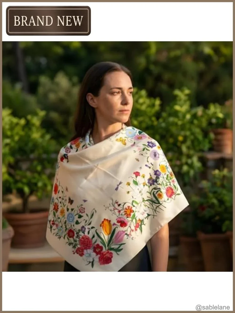Floral Square Scarf Women Silk Feel Lightweight Headscarf Bandana Bag Wrap